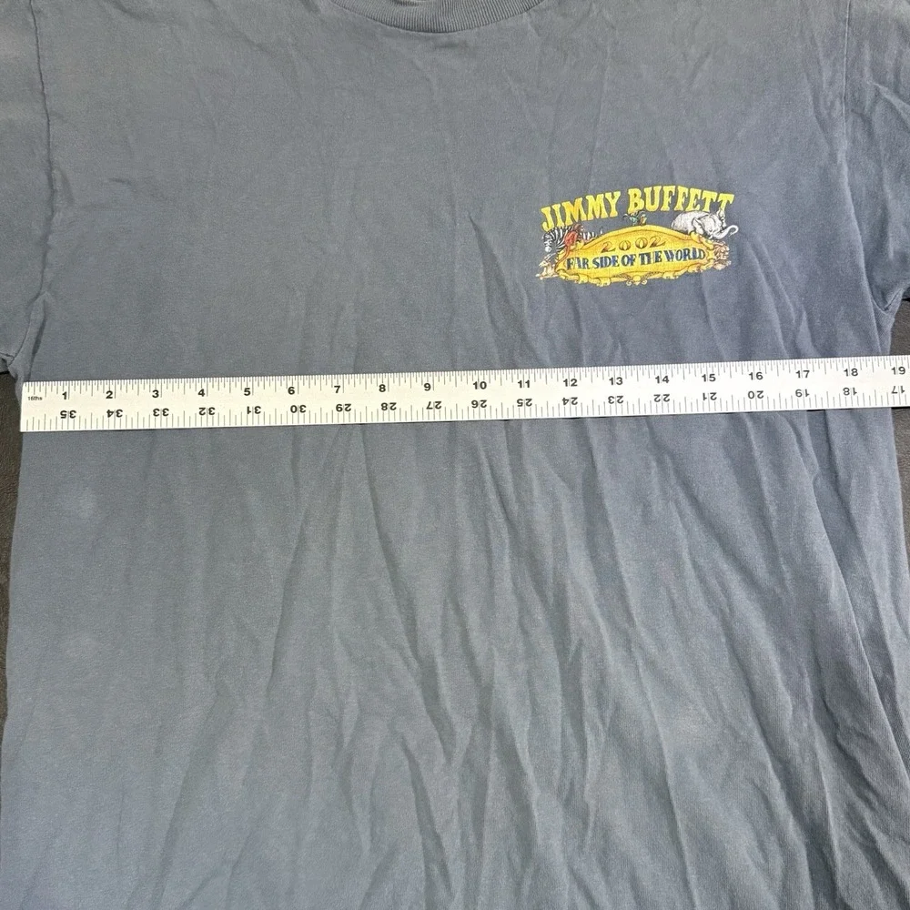 VTG Jimmy Buffett 2002‎ Far Side of the World Tour T-Shirt Blue Sz L Distressed